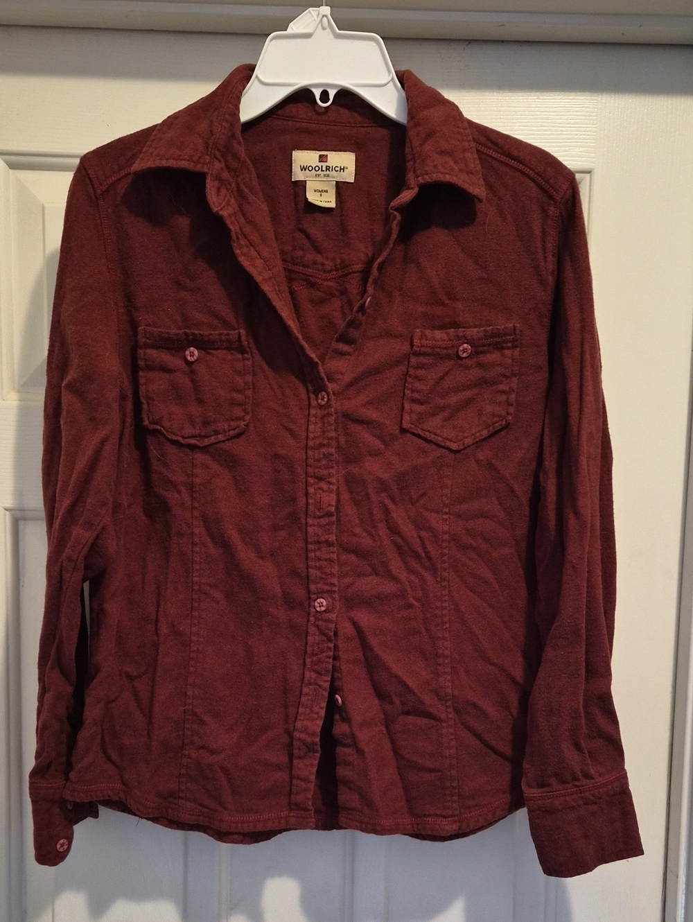 Woolrich Womens Button-Front Cord Shirt in Deep Rust